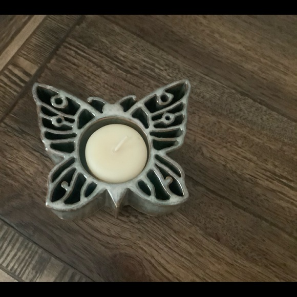 Candle Pots Butterfly Pottery Candle Holder NWT - Picture 2 of 6